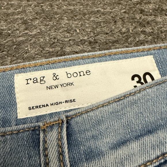 Rag & Bone Jeans Women 30 Serena High Rise Wide Leg Light Wash Raw Hem Denim - Picture 8 of 11